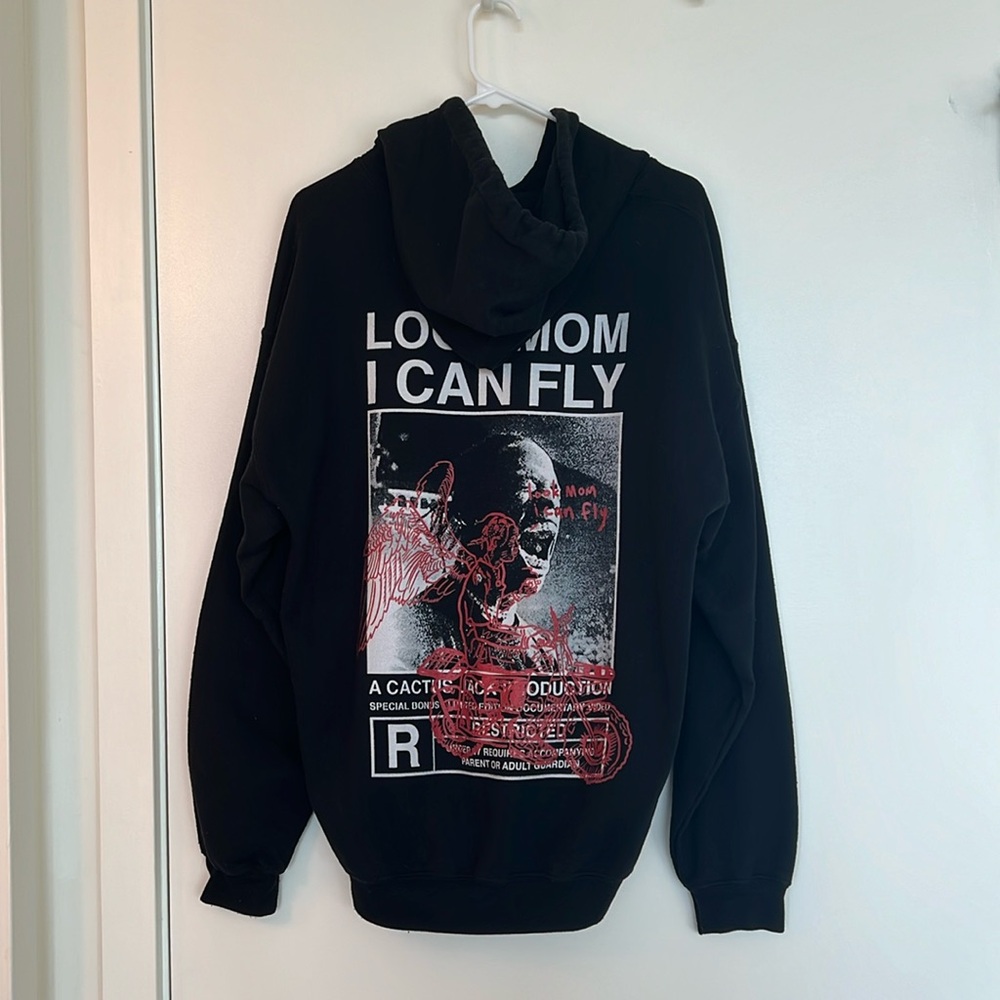 Travis Scott Look Mom I Can Fly Cactus Jack Graphic Hoodie Blk L AUTHENTIC